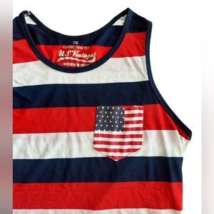 U.S. Vintage Classic Pocket Tank Top Mens Medium Red White Blue Patriotic